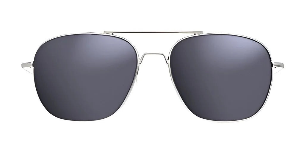 The Fatheadz VORTAC SILVER Sunglasses in Size 63 feature a classic aviator design with a sleek, thin metal frame and dark lenses, providing stylish and effective eye protection while combining timeless appeal with contemporary style.