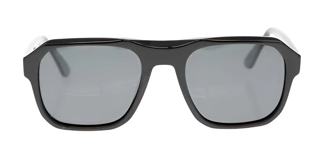 The Fatheadz WASTED Sunglasses feature a black rectangular frame and dark lenses, viewed from the front. Tailored for larger head sizes, these sunglasses provide complete UV protection.