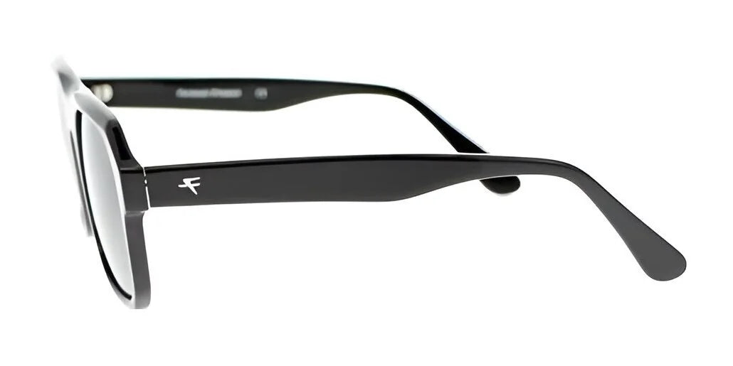 The Fatheadz WASTED Sunglasses, by the renowned brand Fatheadz, boast black rectangular frames tailored for larger head sizes. They feature a subtle white logo on the temple and provide 100% UV protection, making them both stylish and practical from any angle.