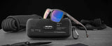 Gunnar's Call of Duty Alpha Edition Computer Glasses with blue lenses, featuring Gunnar's technology for blue light blocking, are displayed on a case surrounded by climbing gear and gloves on a dark surface.