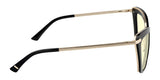Side view of Gunnar Anna Computer Glasses in black with gold rims, featuring yellow-tinted, blue light blocking lenses using GUNNAR’s lens technology.