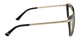 Side view of Gunnar Anna Computer Glasses in black and gold cat-eye design, size 54, featuring clear lenses with advanced Gunnar lens technology for optimal blue light blocking.