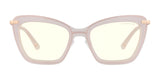 Gunnar Anna Computer Glasses | Size 54 combine fashion and function with pink cat-eye frames, light yellow lenses, stylish design, and thin gold accents at the hinges. Featuring Gunnar's advanced lens technology for effective blue light blocking.