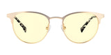 Gunnar Apex Computer Glasses (Size 51) feature gold frames, yellow-tinted lenses, and patterned bows, designed to reduce digital eye strain.