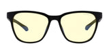 The Gunnar Berkeley Computer Glasses, Size 54, feature a black frame and yellow-tinted, anti-reflective lenses that offer superb blue light protection when viewed from the front.