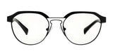 Gunnar Campbell Computer Glasses (Size 52) by Gunnar feature black rims and clear lenses, made from hybrid materials for extra durability, viewed from the front on a white background.