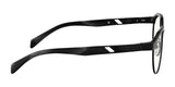 Side view of Gunnar Campbell Computer Glasses | Size 52 showcases sleek arms and subtle lens tint in a stylish black rectangular frame crafted from hybrid materials.