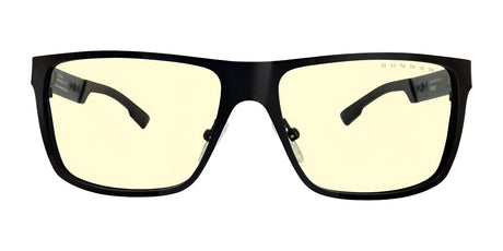 Gunnar Call of Duty Covert Edition Computer Glasses, Size 57, feature patented lens technology for superior eye protection. They have a black rectangular frame with yellow-tinted lenses on a white background.