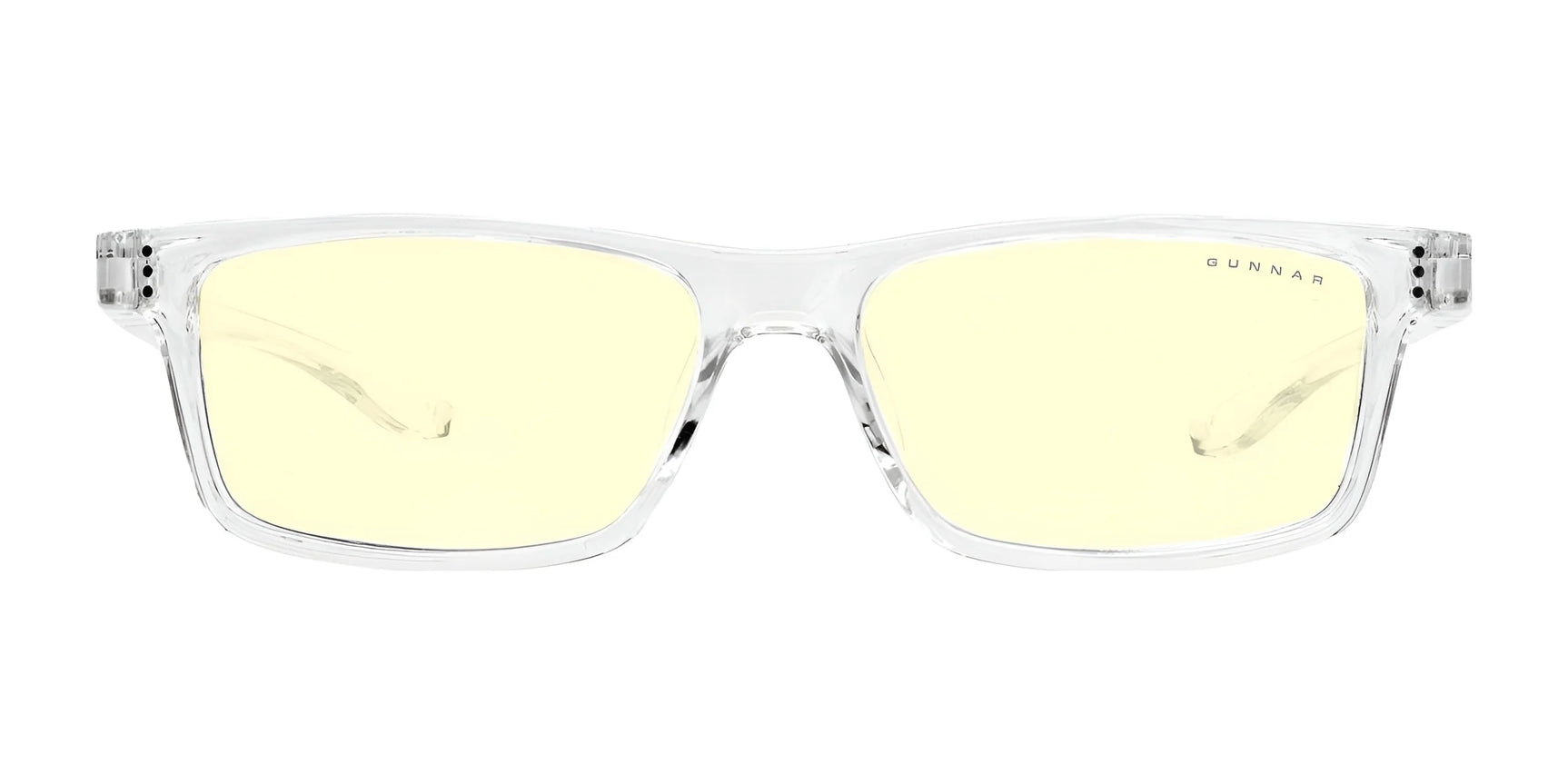 Gunnar Cruz Kids Computer Glasses | Size 49 feature clear frames and yellow-tinted, blue light blocking lenses against a white background.