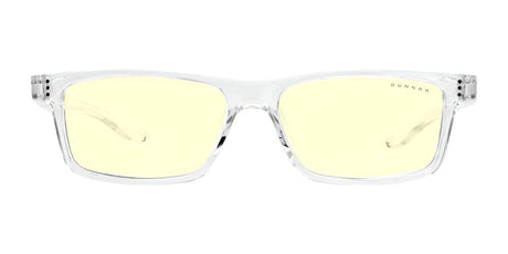 Gunnar Cruz Kids Computer Glasses | Size 49 feature clear frames and yellow-tinted, blue light blocking lenses against a white background.