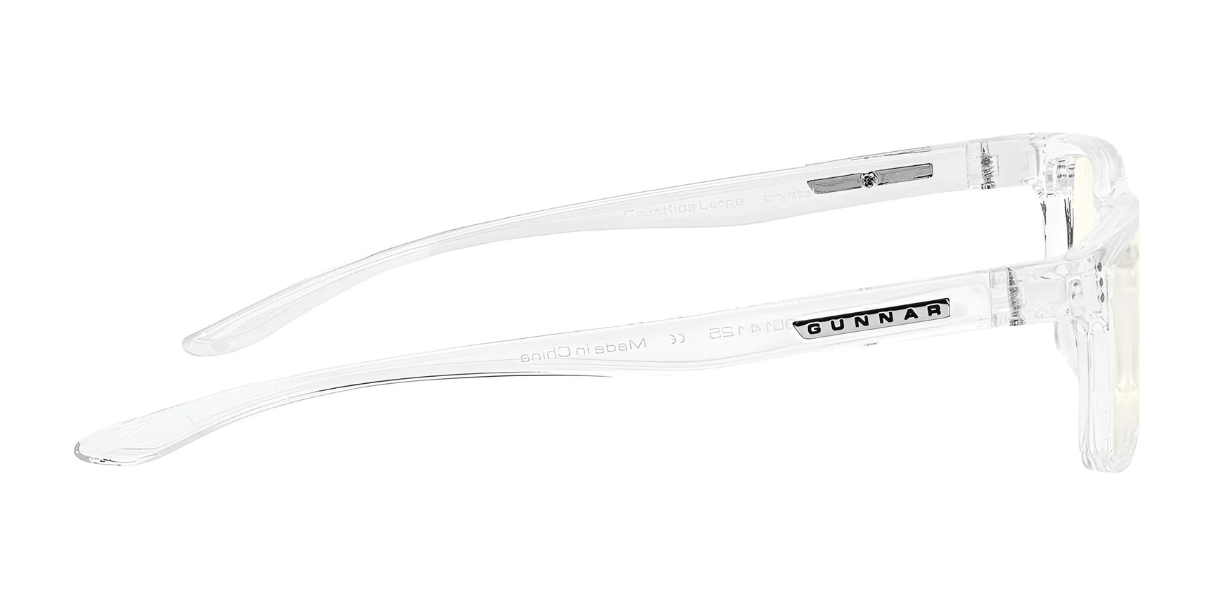 Gunnar Cruz Kids Computer Glasses with thick, clear frames and "Gunnar" on the side provide stylish eye protection and block blue light for comfort. Size 49.