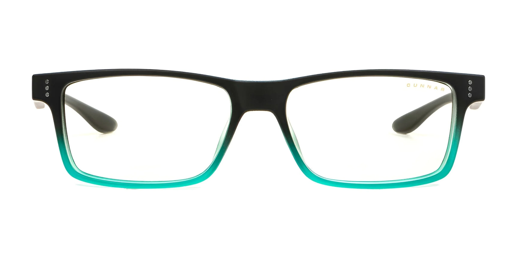 The Gunnar Cruz Computer Glasses, size 55, offer stylish protection with GUNNAR lens technology. They feature a trendy black-to-teal gradient frame and clear lenses to shield against blue light.