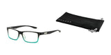 The Gunnar Cruz Computer Glasses, with advanced GUNNAR lens technology, feature a black and teal design and include a sleek black pouch.