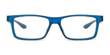 The Gunnar Cruz Computer Glasses, designed for teens, feature blue rectangular frames and clear lenses, viewed from the front. Size 55.