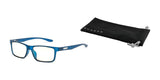 Gunnar Cruz Computer Glasses (Size 55) feature GUNNAR lens technology for blue light blocking. Ideal for teens, these stylish blue frame glasses come with a black soft pouch labeled "Gunnar.