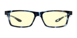 The Gunnar Cruz Kids Computer Glasses (Size 49) in stylish blue tortoiseshell with yellow-tinted lenses are expertly designed for blue light blocking and screen protection, ideal for kids spending long hours on digital devices.