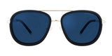 The Gunnar Dume Sunglasses, size 57, feature sleek blue lenses with blue light protection and rest elegantly on a white background.