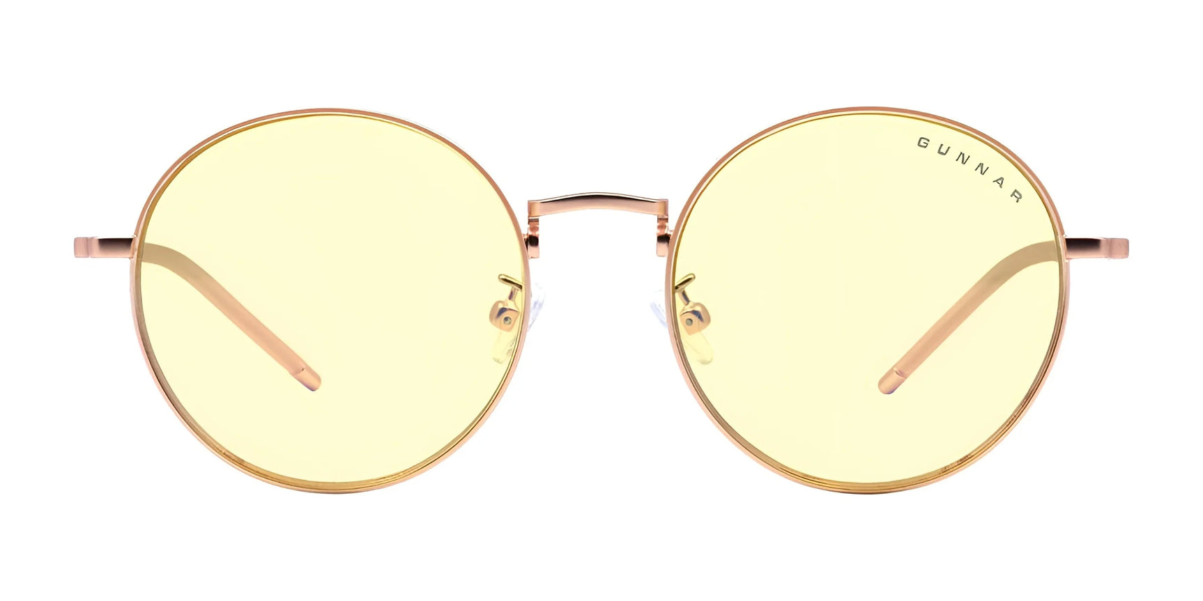 The Gunnar Ellipse Computer Glasses | Size 51 feature round, yellow-tinted lenses and a sleek stainless-steel frame for a stylish look.