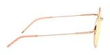 Side view of Gunnar Ellipse Computer Glasses in rose gold, featuring a thin, stainless-steel frame and yellow-tinted lenses on a white background, offering a panoramic viewing field.