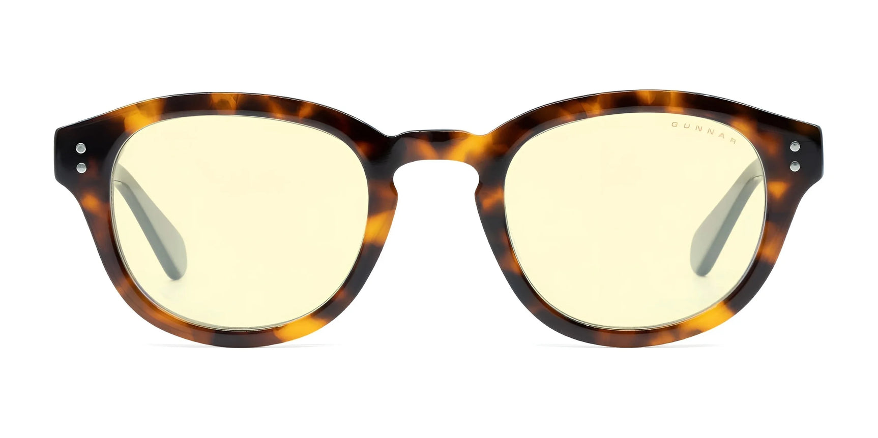 Gunnar Emery Computer Glasses feature a premium tortoiseshell frame, yellow lenses, and black temple tips for a stylish front view.