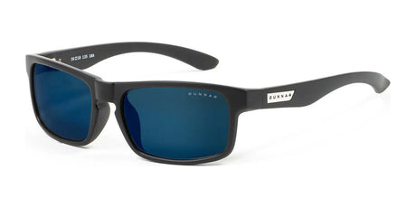 Onyx Gunnar Enigma Computer Glasses (Size 58) with blue lenses, featuring the "Gunnar" logo on the temples and designed for a high-resolution field of view.