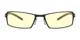 Gunnar's Sheadog Computer Glasses, featuring black frames, GUNNAR lens material, and rectangular yellow-tinted lenses for blue light blocking, are stylishly set against a white background.