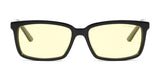 Black-rimmed square Gunnar Haus Computer Glasses by Gunnar, made from handcrafted materials with yellow-tinted and anti-reflective lenses, front view. Size 53.