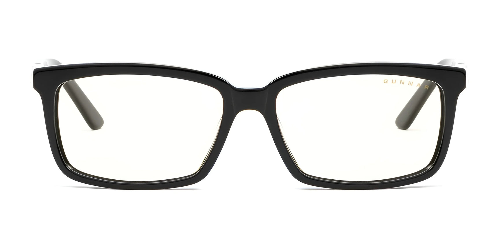 Gunnar Haus Computer Glasses, size 53, feature black rectangular frames with slightly reflective lenses, crafted from handcrafted materials and showcased against a white background.