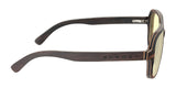 Side view of Gunnar Humboldt Computer Glasses, size 54, showcasing tinted lenses with a woodgrain design and innovative GUNNAR lens technology.