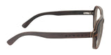 Side view of elegant aviator-style Gunnar Humboldt Computer Glasses | Size 54 made from ebony wood, featuring the "GUNNAR" brand on the arm and showcasing their renowned lens technology.