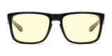 Gunnar Intercept Reading Computer Glasses in size 58 feature a black nylon frame with yellow-tinted lenses for optimal blue light protection, viewed from the front.