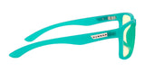 Side view of Gunnar Intercept Computer Glasses, size 58, in turquoise with yellow-tinted lenses for blue light protection, set against a white background.