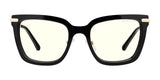 The Gunnar Kaia Computer Glasses, size 53, feature a chic square style with yellow-tinted lenses and advanced Gunnar lens technology for blue light blocking.