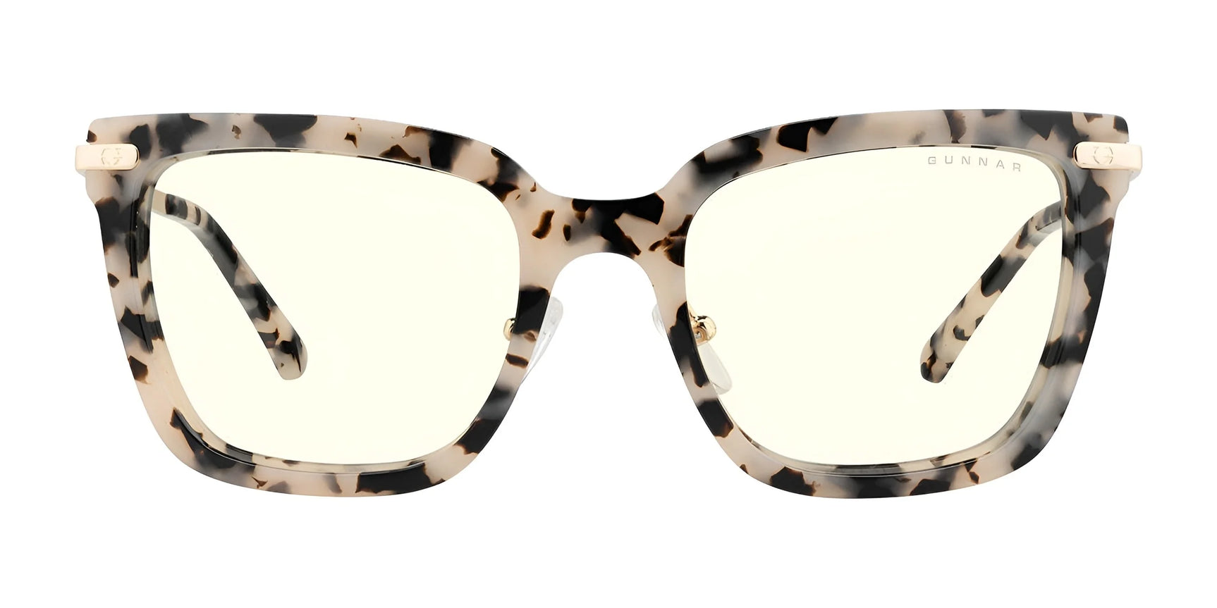 Gunnar Kaia Computer Glasses Size 53 feature a modern square tortoiseshell design with lightly tinted lenses and advanced Gunnar lens technology for blue light blocking, displayed from the front.