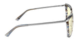 Side view of Gunnar Kaia Computer Glasses, Size 53, featuring a stylish square design with blue-light blocking lens technology, complemented by metallic and patterned temples.