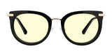 Discover the Gunnar Lahti Computer Glasses in size 51, featuring designer black rims and Gunnar lens technology. The stylish yellow-tinted lenses offer blue light blocking, beautifully displayed on a white background.