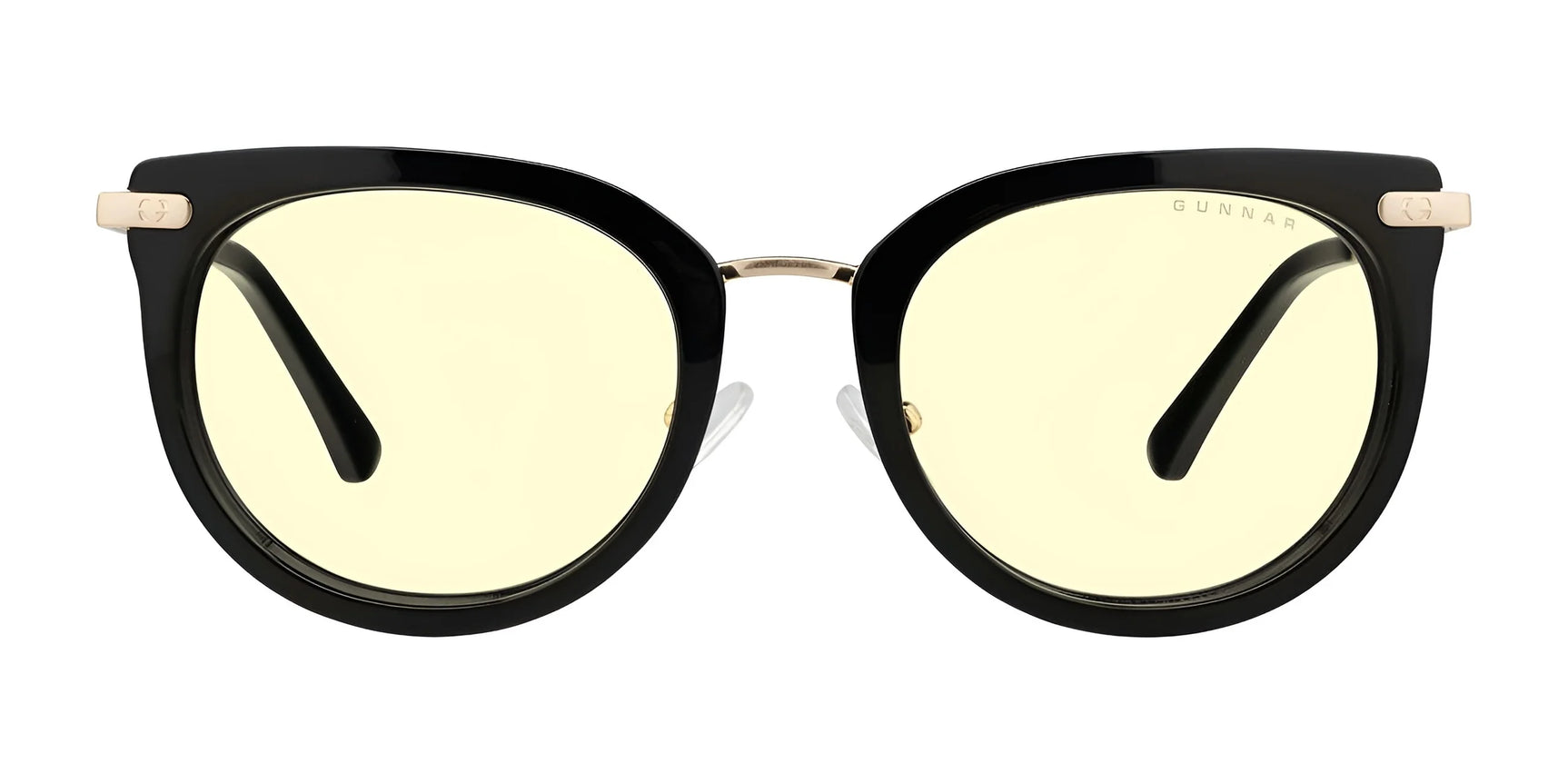 Discover the Gunnar Lahti Computer Glasses in size 51, featuring designer black rims and Gunnar lens technology. The stylish yellow-tinted lenses offer blue light blocking, beautifully displayed on a white background.