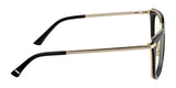 The Gunnar Lahti Computer Glasses, size 51, showcase designer black and gold frames with GUNNAR lens technology for blue light blocking; the transparent lenses appear elegantly in a side view against a pristine white background.