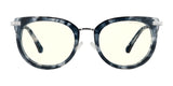 The Gunnar Lahti Computer Glasses in size 51 feature a tortoiseshell design with a semi-transparent yellow tint, incorporate GUNNAR lens technology, and have elegant metal details on the sides.