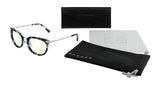 Gunnar Lahti Computer Glasses boast blue tortoiseshell frames and include a black pouch, hard case, and cleaning cloth. The GUNNAR lens technology offers top-notch blue light protection in style.
