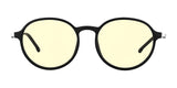 Front view of the Gunnar Loop Computer Glasses in size 51, featuring a round black frame with yellow-tinted lenses and GUNNAR lens technology designed to boost productivity.