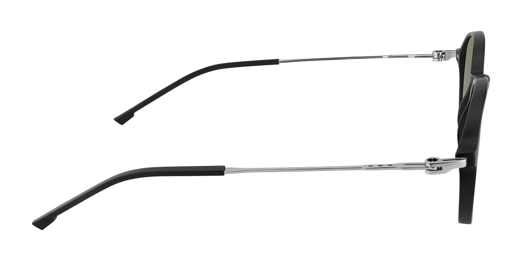Side view of Gunnar Loop Computer Glasses, size 51, with black rims, silver metal temples, and black ear tips on white background. Designed for enhanced productivity with GUNNAR lens technology.