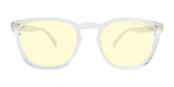 Gunnar Oakland Computer Glasses | Size 53 are transparent eyeglasses with yellow-tinted lenses and a durable nylon frame, shown against a plain white background. Ideal for Gunnar enthusiasts seeking blue light protection.