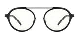 The Gunnar Pacifica Computer Glasses, size 50, feature a minimalist design with round black frames and a silver bridge, perfectly merging style and function.