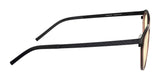 Side view of Gunnar Palomar Computer Glasses in black, featuring round lenses and slender arms to block blue light, elegantly presented on a white background.