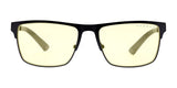 The Gunnar Pendleton Computer Glasses, size 57, in black feature amber-tinted lenses ideal for blue light blocking.