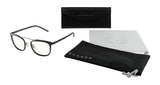 Gunnar's Pismo Computer Glasses, Size 50, come with a leather case, cleaning cloth, and pouch. Ideal for eye protection against blue light, their stylish black frame elevates your daily look.