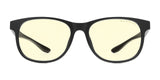 The Gunnar Rush Computer Glasses, Size 53, by Gunnar feature black rims and yellow-tinted lenses for reducing screen glare, making them ideal blue light blocking eyewear for kids and teens.