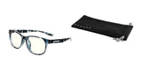 Gunnar Rush Kids Computer Glasses come with a stylish black and white swirl pattern and a sleek black pouch, perfect for kids and teens who spend time on screens.