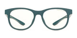 Gunnar Rush Kids Computer Glasses, by Gunnar, feature large round green lenses designed for kids and teens with blue light blocking capabilities, stylishly displayed against a white background.